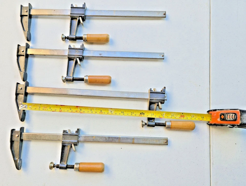 Juego de 4 abrazaderas de barra vintage de 12" para carpintería Jorgensen F-Clamps herramientas adhesivas Foto 2 de 4