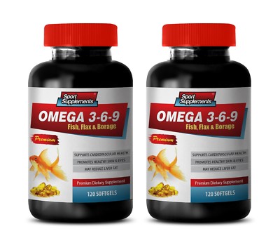 eye support - Fish Oil 1200mg OMEGA 3 6 9 - brain food - 2 Bottles