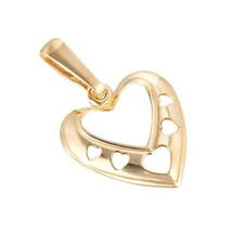 Image of 9ct Yellow Gold Pierced Heart Pendant- Without Chain