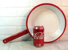 Metal Enamel ware Pan Huta Silesia made poland Red White MID CENTURY