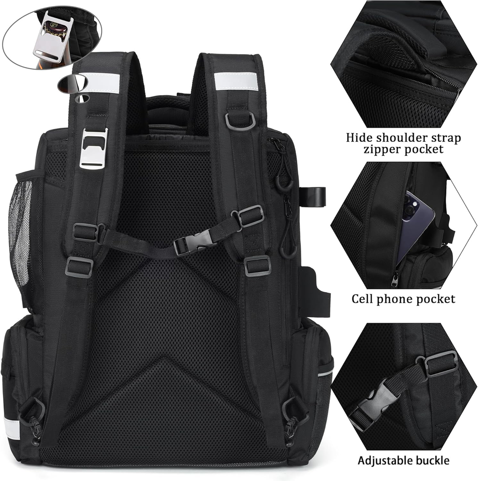 Fishing Tackle Backpack with Rod Holders, Travel Backpack for Fishing