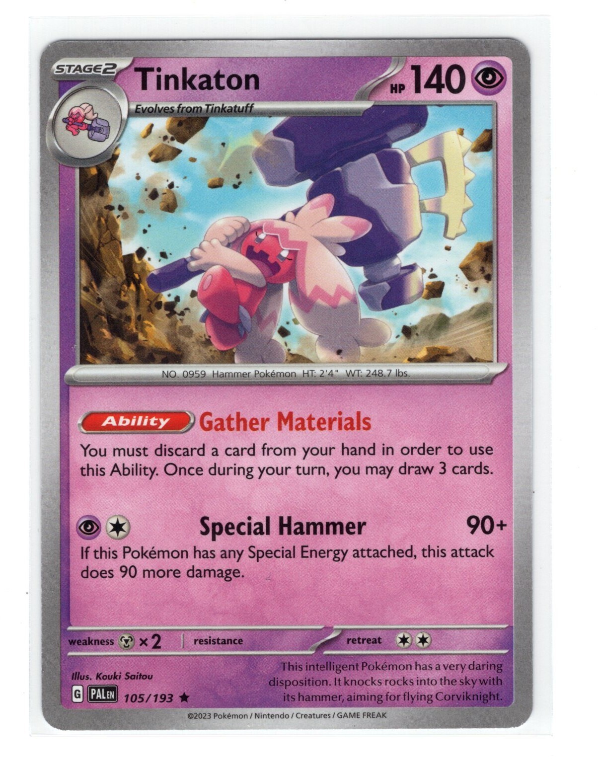 Pokemon Paldea Evolved NON Holo Rare Tinkaton - 105/193 - DECK EXCLUSIVE