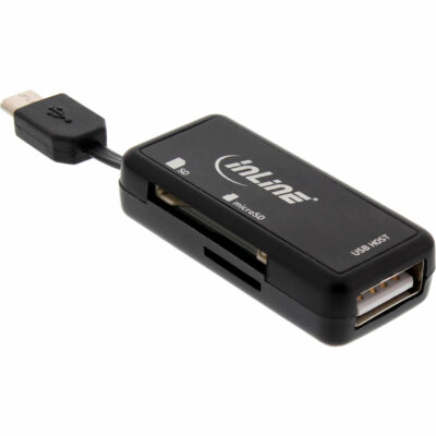 OTG Card Reader Dual Flex für SD / microSD - USB Buchse - 2 Kartenslots schwarz