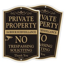 Large Private Property No Trespassing Sign, 2-Pack 12" x 18" No Soliciting 24...