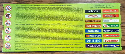 FIFA World Cup 2006 Germany Ticket - Match #24 Portugal Iran