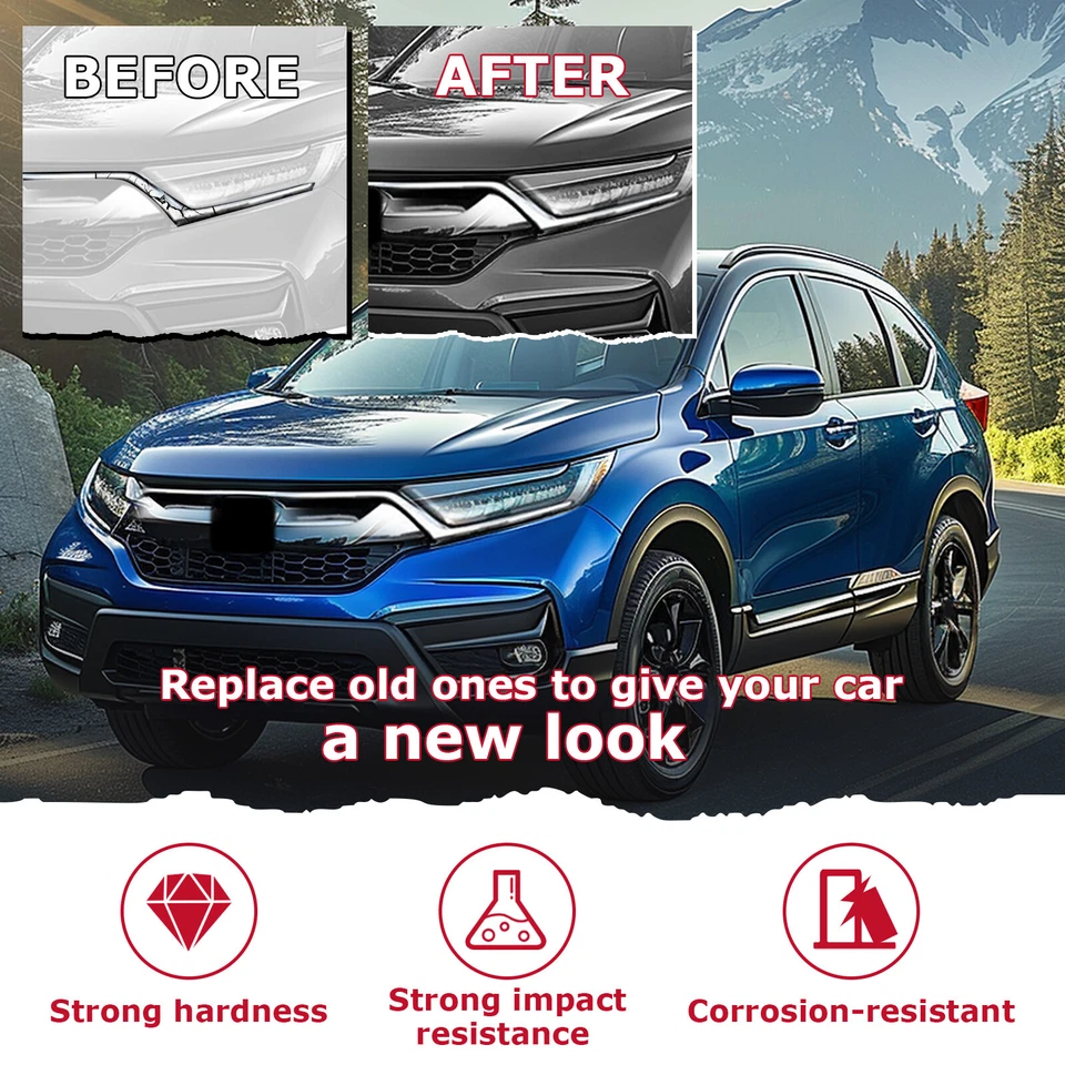 Parrilla moldura de faros cromados delantera izquierda para Honda CRV CR-V 2017 2018 2019 Foto 4 de 4