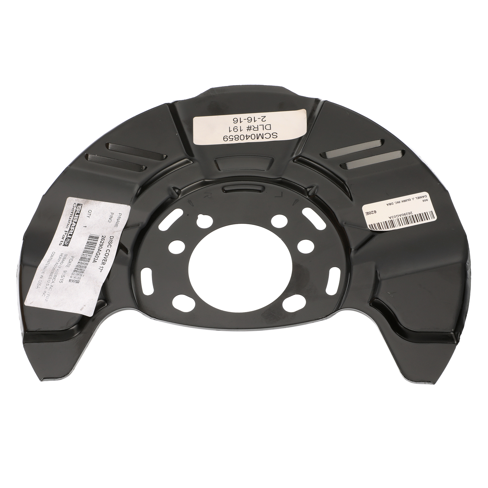Escudo de polvo de pastillas de freno delanteras para Subaru Legacy Outback 2005-2014 (P/N 26290AG03A)