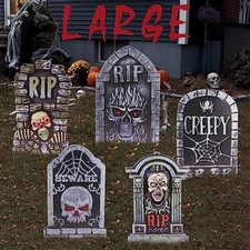 25.5inch DIY Halloween Decoration Outdoor Tombstones Decor Large 5PCS Huge Scary
