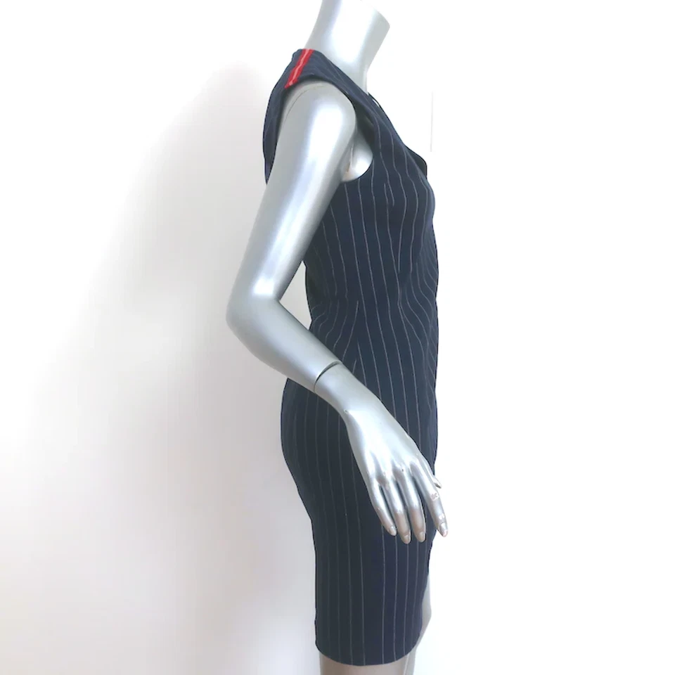 Rag & Bone 无袖迷你连衣裙 Lexi 海军蓝条纹弹力棉质 0 码 — 第 3/4 张图片