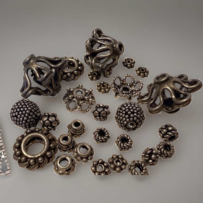 Mixed Lot Of 925 Sterling Silver Bead Caps Findings Beads