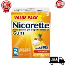 Nicotine Gum Stop Smoking Aid Fruit Chill Relieve Frustration Anxiety 160 Ct New