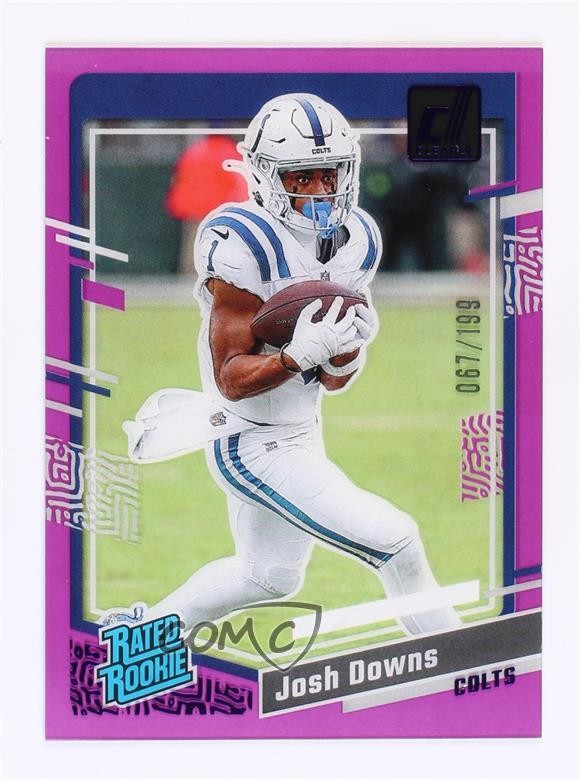 2023 Panini Clearly Donruss Rated Rookie Purple 67/199 Josh Downs #71 v9t