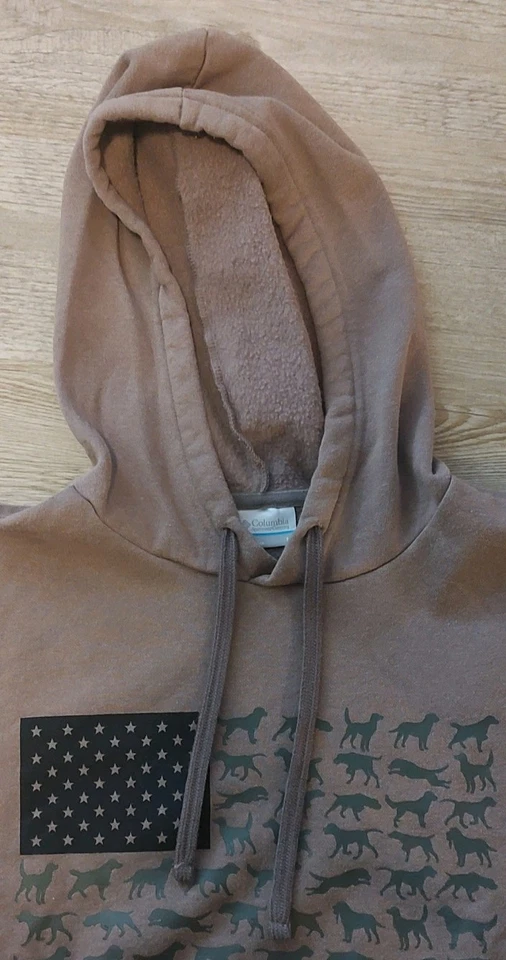 Columbia hoodie Mens M Brown PHG graphic  Hunting Outdoors Logo Dog Flag - Image 3 of 4
