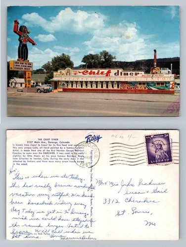Durango, CO-Colorado, Chief Diner with Neon Sign c1967, Vintage Postcard