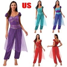 Women's Arabian Princess Costume Belly Dance Jumpsuits Halloween Party Outfits