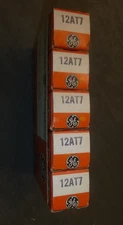 Matching Sleeve of 5 NOS GE 12AT7 tubes - just tested