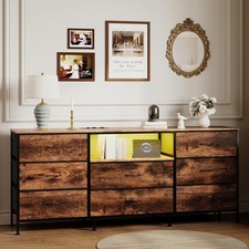 TV Stand Dresser for 45-65 Inch TV Entertainment Center with LED Lights 8Drawers