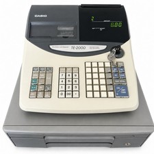 Casio TE-2000 Electronic Cash Register Till with Cash Drawer & Keys Working