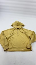 Abercrombie Fitch Hoodie Womens Medium Yellow Quarter Zip Cropped Raw Hem