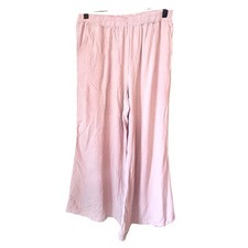 Wide Leg Pants 32" Waist Pink Lightweight Summer Cotton Blend Lounge Beach