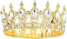 Onedor Gold Crown for Women Crystal Rhinestone Tiara Queen Headpiece for Wedding