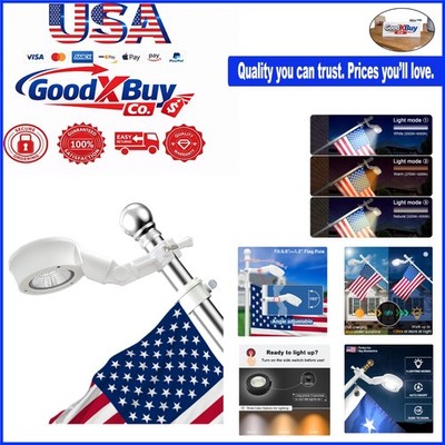 Solar Flag Pole Light - 6000K Bright White & Tri-Color LED Outdoor Light for ...