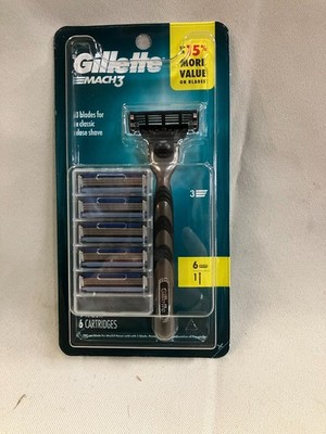 Gillette Mach3 Razor and 6 Refill Cartridges Kit