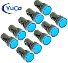 Box of 10 YuCo YC-22B-6 22MM LED PANEL MOUNT INDICATOR LAMP BLUE 12V AC/DC