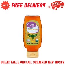 Great Value Organic Strained Raw Honey, Gluten Free, 16 oz Plastic Bottle
