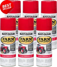 280134-6PK Farm & Implement Spray Paint, 12 Oz, Massey Ferguson Red, (Pack of 6)