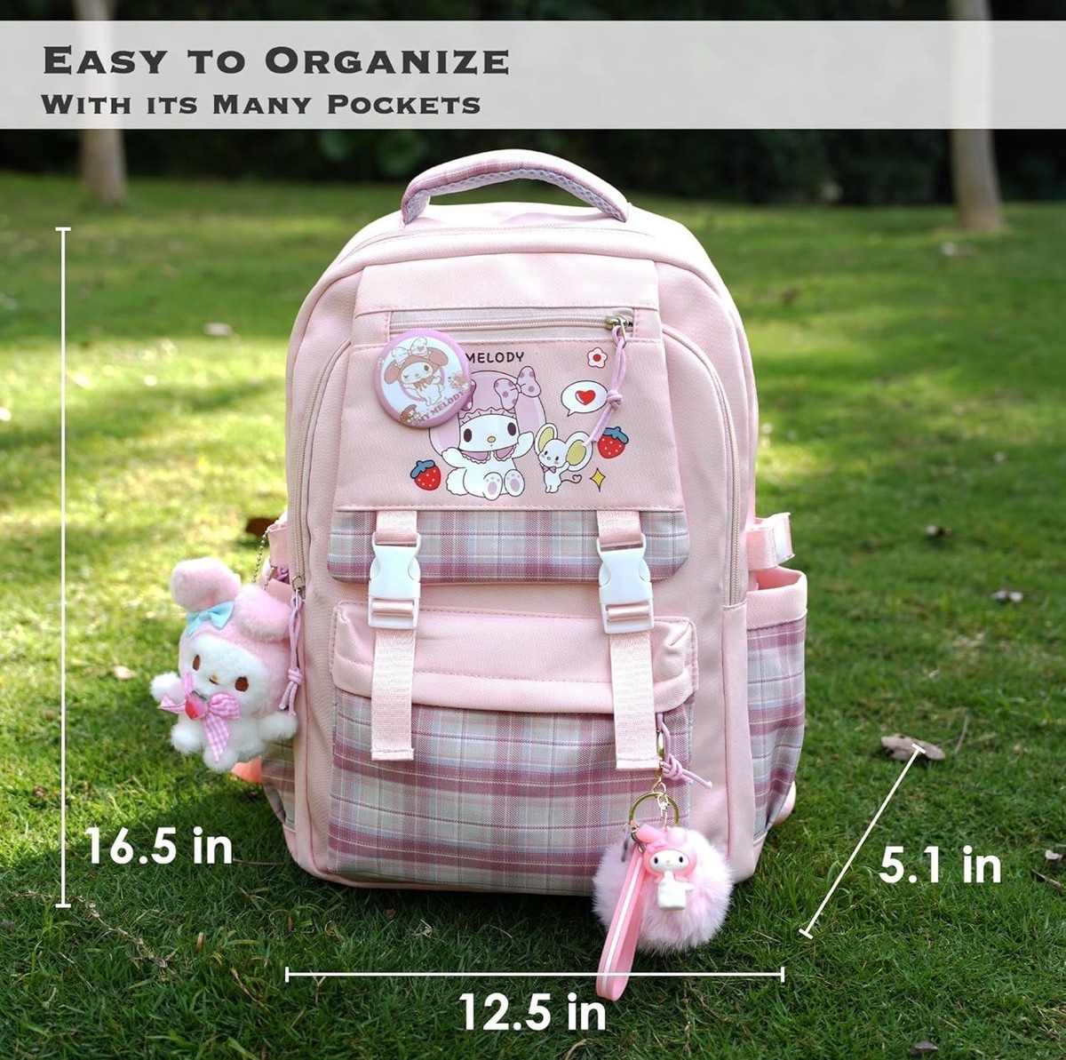 Sanrio Colorful Kids Backpack with Pink Accents Sanrio My Melody BackPack Bag Book Bag Back To School Kawaii  main image 4