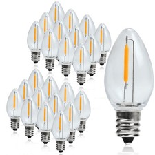 25 Pack C7 LED Night Light Bulbs Christmas Replacement Bulbs E12 Candelabra Base