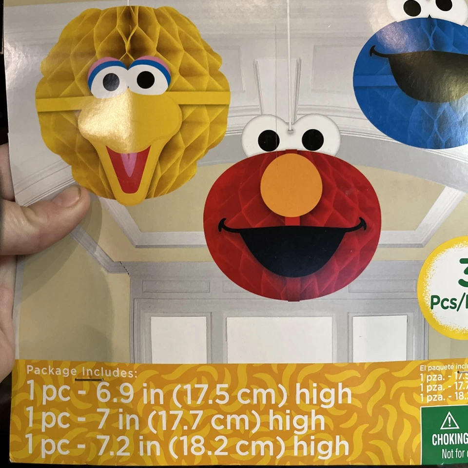 Nuevo 2-JUEGOS DE DECORACIONES COLGANTES DE PANAL CALLE SÉSAMO Elmo Big Bird Cookie Foto 2 de 4