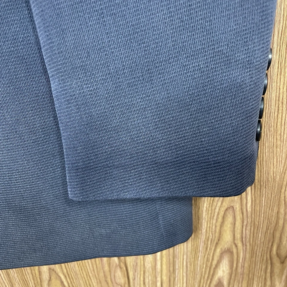 Abrigo Deportivo Geoffrey Beene Para Hombre 42L Azul Tencel Poliéster Tres Botones Foto 3 de 4