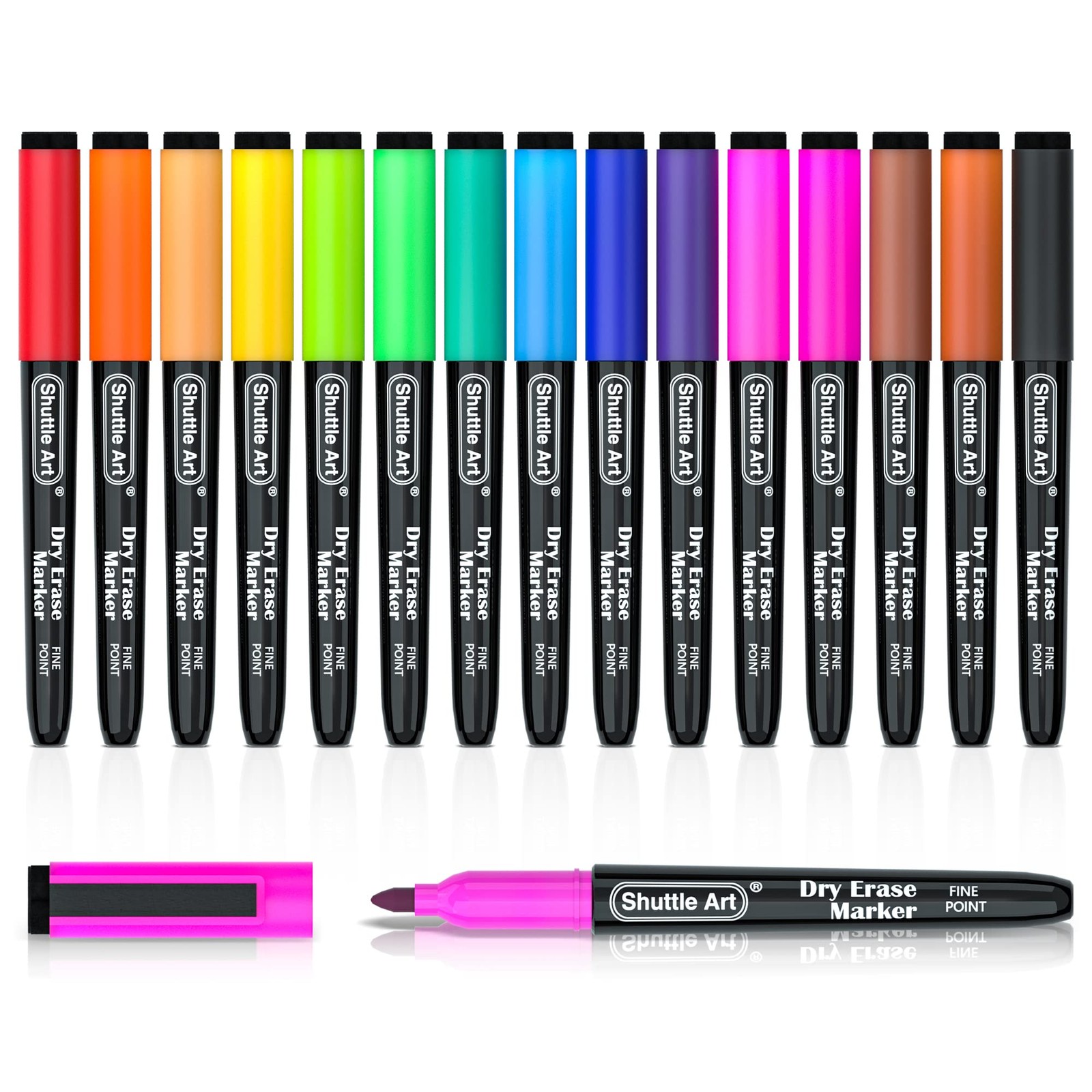 Shuttle Art Dry Erase Markers, 15 Colors 1 Count (Pack of 15