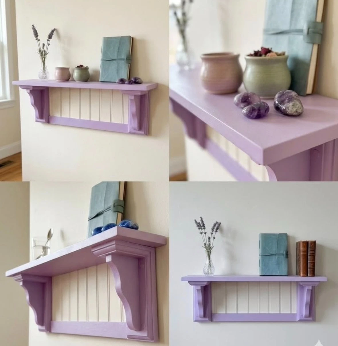 Handcrafted 24" Purple and White Wall Shelf – Built to Last a Generation