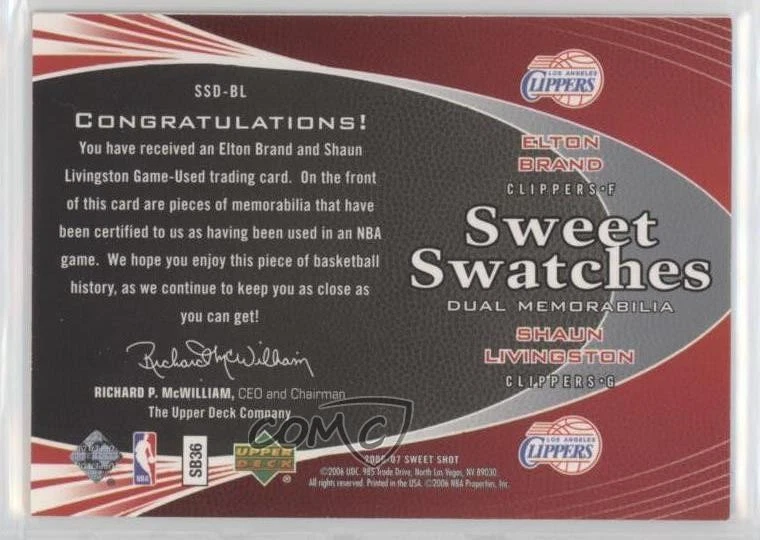 2006 Sweet Shot Swatches Memorabilia /199 Elton Brand Shaun Livingston #SSD-BL - Image 2 of 2