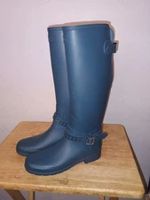 HUNTER ROCK POOL STUDDED TALL RUBBER RAIN BOOTS sz 6
