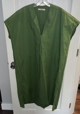 ODEEH Cotton Forest Green Shift Dress Oversized Sz 36 4-6