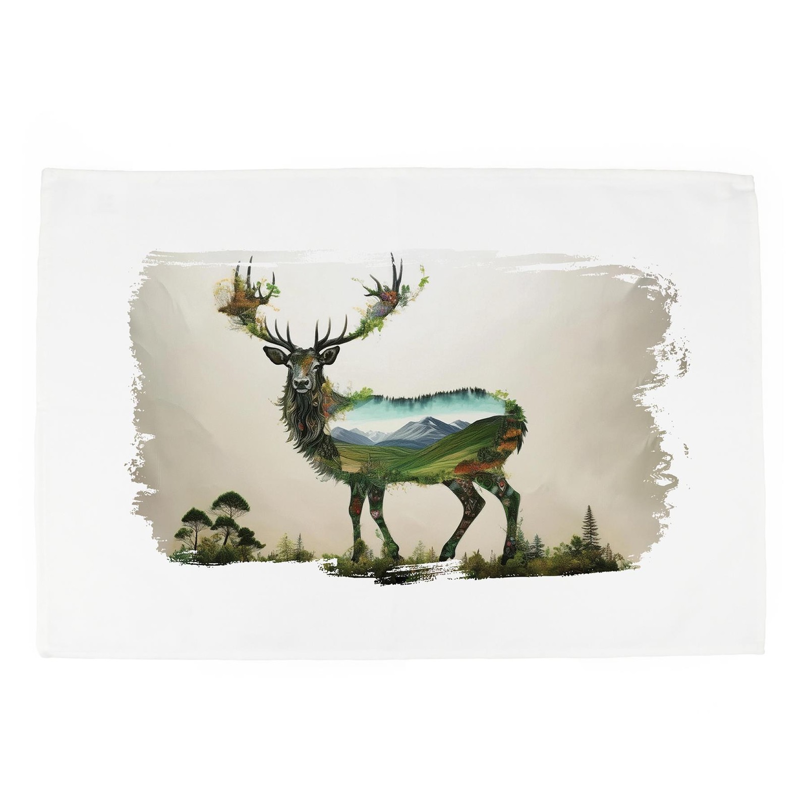 Surreal Stag Tea Towel - Countryside Animal Gifts - Cotton Kitchen Dish Towel