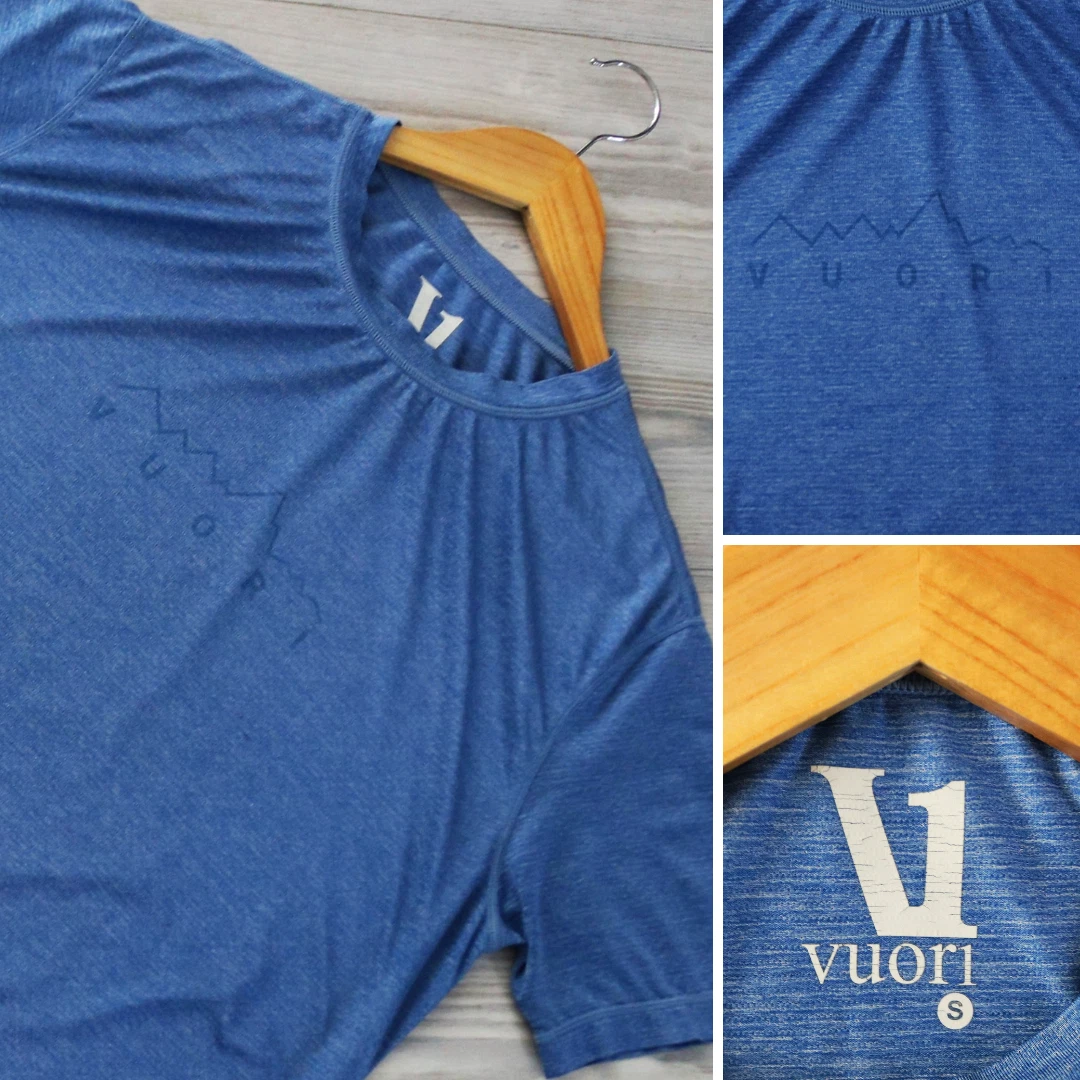 Vuori Performance Tee Mens Azure Training Running Gym Activewear T-Shirt Size S