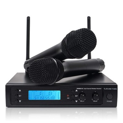 200-Channel Professional UHF Wireless Microphone System with 2 Handheld Micropho
