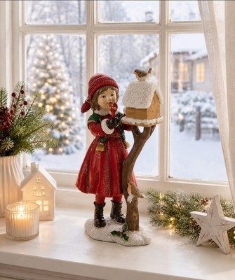 Neu 2026 Winterkind Mädchen  Vogelhaus Vögel 13 x 19cm Clayre & Eef Weihnachten