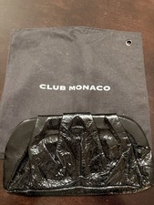 Club Monaco Black Quilted Clutch Bag Magnetic Closure w/ Dust Bag