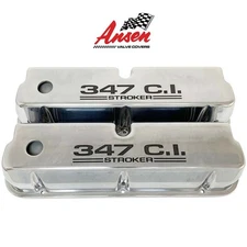 Ford 347 C.I. STROKER Tall Valve Covers Polished - Die-Cast Aluminum - Ansen USA