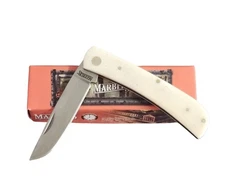 Marbles Work White Smooth Bone Folding Mirror Stainless Folding Knife
