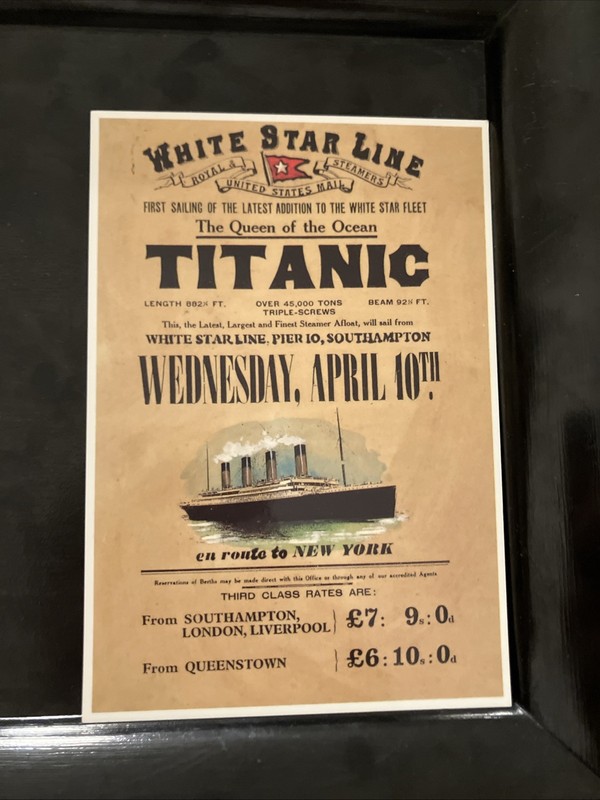 Titanic Vintage Postcard Queen Of The Ocean Ready To Frame Affordable Rare