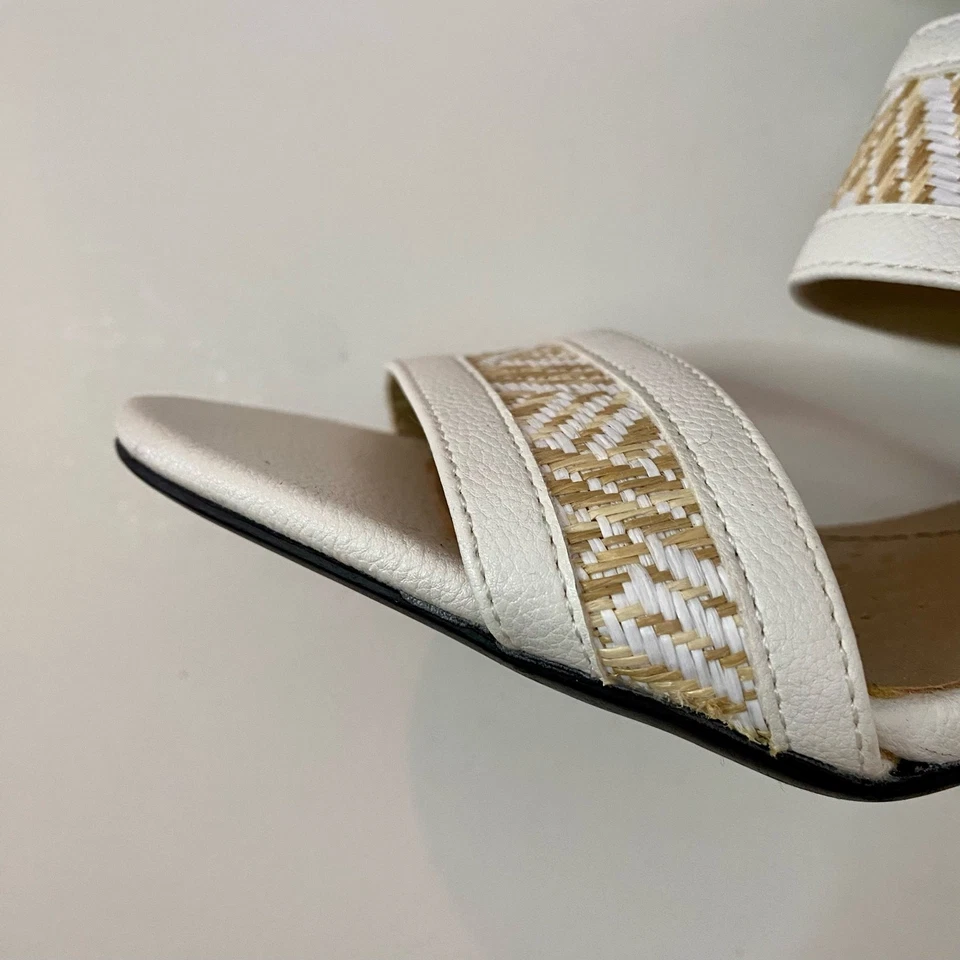 Sandalias LifeStride Luna blancas de tacón de rafia tejidas para mujer 8,5 Foto 3 de 4