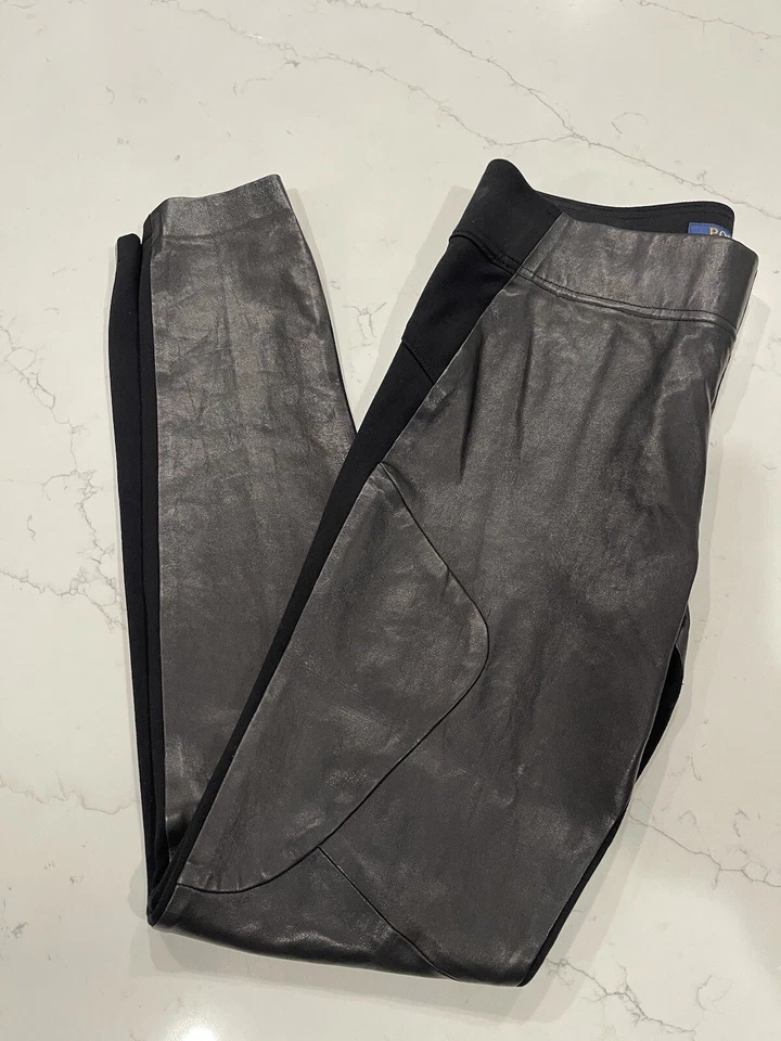 Pantalones ajustados Polo Ralph Lauren Performance de cuero de cordero negros talla mediana Foto 3 de 4