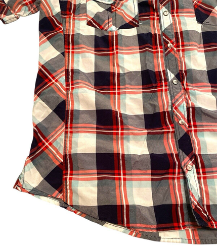 BKE Shirt Men's XXL Red Black Plaid Pearl Snap Short Sleeve Western Athletic - Picture 4 of 13